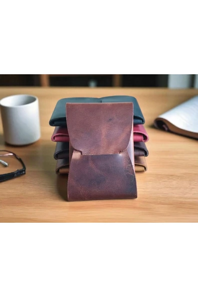 sumerianwallet Minimalist Dikey Ön Cep Cüzdanı Crazy Deri Tarçın (ANAHTARLIK HEDİYE) ürün görseli 1