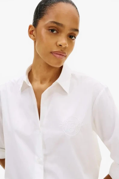 Tommy Hilfiger   COTTON EASY SHIRT Kadın Beyaz UK Gömlek - WW0WW48190 ürün görseli 1