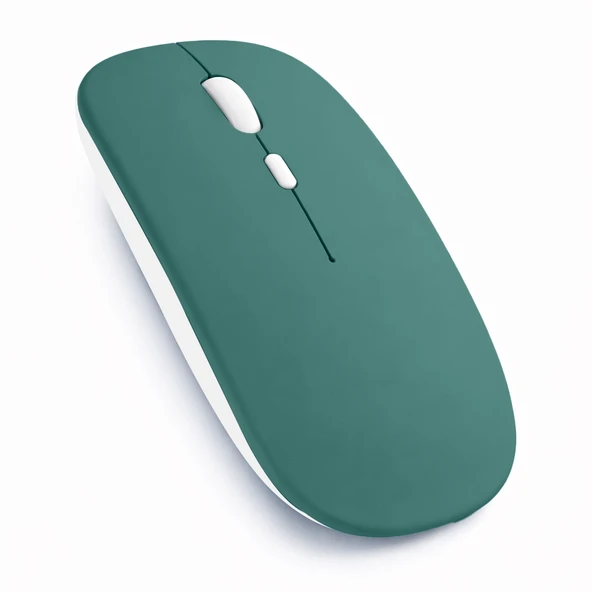 Type-C Şarjlı Bluetooth Mouse MacBook iPad Laptop Uyumlu İnce Gövde Dongle ve Kablo Dahil  Haki ürün görseli 1