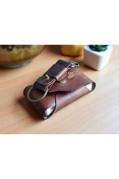 sumerianwallet Sigara Kılıfı Hakiki Deri Oval Tarçın Anahtarlık Hediye ürün görseli 1