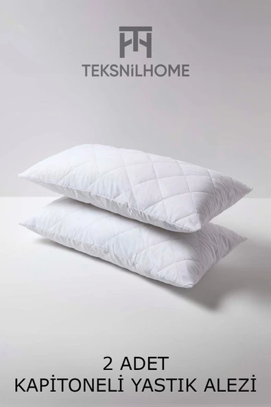TeksNil Home %100 Pamuk 2 Adet Kapitoneli Yastık Alezi Koruyucu | Koruyucu Yastık Kılıfı | 50 X 70 Cm | ürün görseli 1