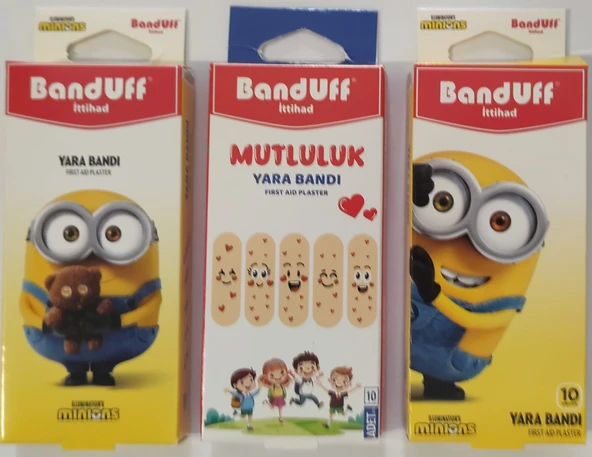 BANDUFF YARA BANDI MUTLULUK-- MINIONS TEDDY BEAR-- MINIONS SMİLE 10LU X 3 PAKET KARMA ürün görseli 1