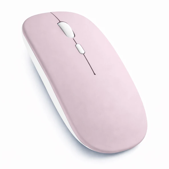 Type-C Şarjlı Bluetooth Mouse MacBook iPad Laptop Uyumlu İnce Gövde Dongle ve Kablo Dahil  Pembe ürün görseli 1