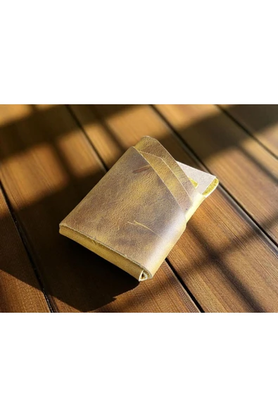 sumerianwallet Minimalist Crazy Deri Cat Sarısı Kartlık (ANAHTARLIK HEDİYE) ürün görseli 1