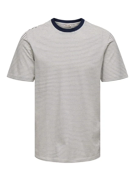 Only & Sons   ONSFRED LIFE RLX SS STRIPE TEE NOOS Erkek White T-Shirt - 22036384 ürün görseli 1
