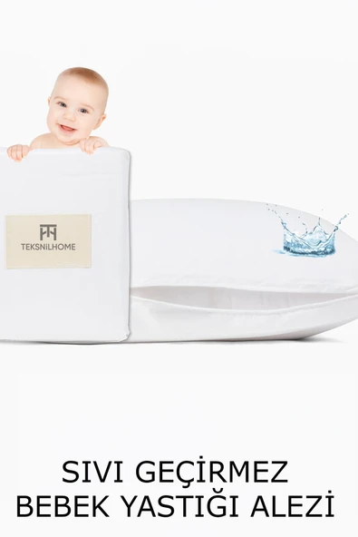 TeksNil Home %100 Pamuk Sıvı Geçirmez Bebek Yastık Alezi Koruyucu 35x45 CM ürün görseli 1