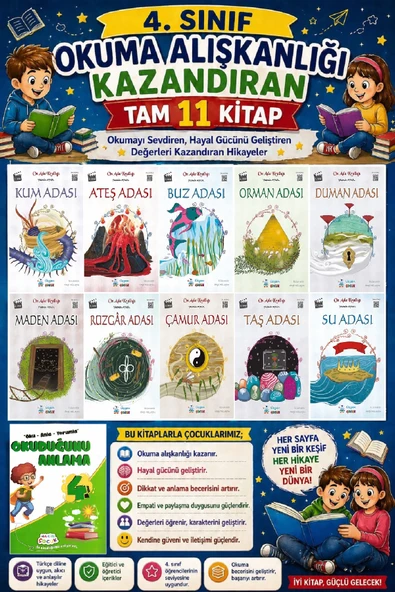 4. Sınıf Okuma Alışkanlığı Kazandıran Okumayı Sevdiren Tam 11 Kitap - 16 ürün görseli 1