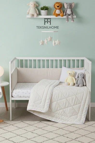 TeksNil Home %100 Doğal Merinos Yün Bebek Yorganı %100 Pamuk Kılıf 100 x 150 cm ürün görseli 1