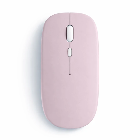 Dual Mode Kablosuz Mouse Bluetooth USB Dongle Çoklu Cihaz Destekli Şarjlı ve Sessiz Kullanım  Pembe ürün görseli 1