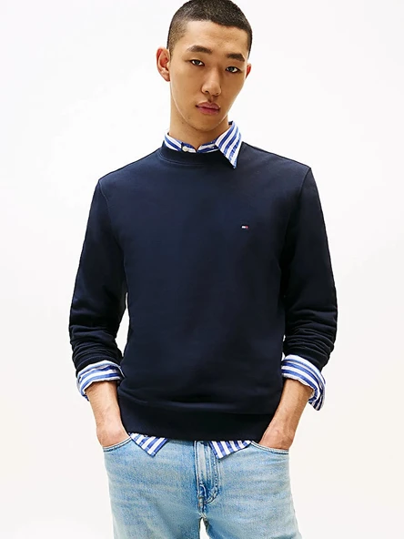 Tommy Hilfiger   ESSENTIAL TERRY CREWNECK Erkek Mavi Sweatshirt - MW0MW37237 ürün görseli 1