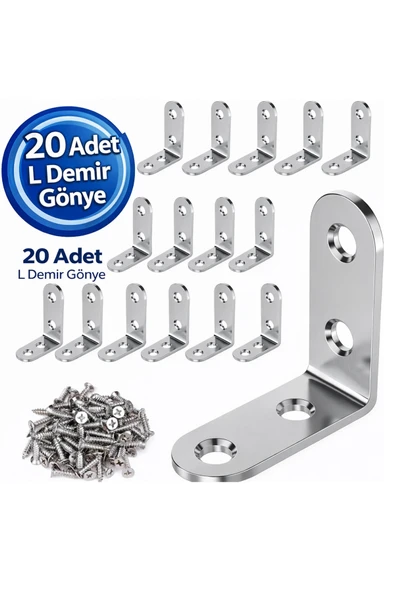 DESIPHON L Demir Gönye Köşebent 15x26x26 mm 20 Adet Mobilya Dolap Raf Masa Köşe Sabitleme Aparatı ürün görseli 1