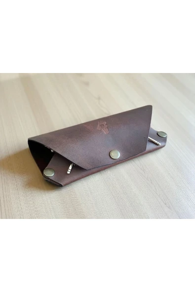 sumerianwallet Crazy Deri Kahverengi Gözlük Kılıfı (anahtarlık Hediye) ürün görseli 1