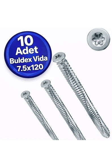 DESIPHON Buldex Dübelsiz Montaj Vidası 12’lik 7,5x120 mm – 10 Adet ürün görseli 1