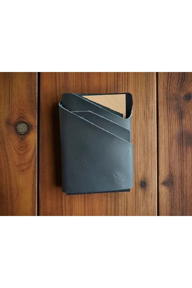 sumerianwallet Minimalist Crazy Deri Siyah Kartlık (ANAHTARLIK HEDİYE) ürün görseli 1
