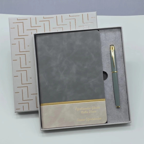 Öğretmenler Gününe Özel Deri Defter Ve Kalem Set ürün görseli 1
