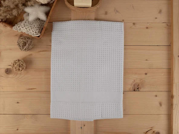 Pamuklu Tekli 60x110 cm Waffle Bohem Tasarım Pike Havlu Baveno ürün görseli 1