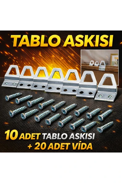 DESIPHON 10 Adet Kıvrık Model Metal Tablo Kancası | Vidalı Çerçeve & Fotoğraf Askı Aparatı ürün görseli 1