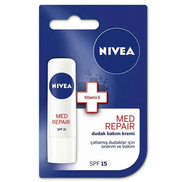 Nivea Bakım Yapan Dudak Bakım Kremi SPF 15 Med Repair 4,8 gr ürün görseli 1