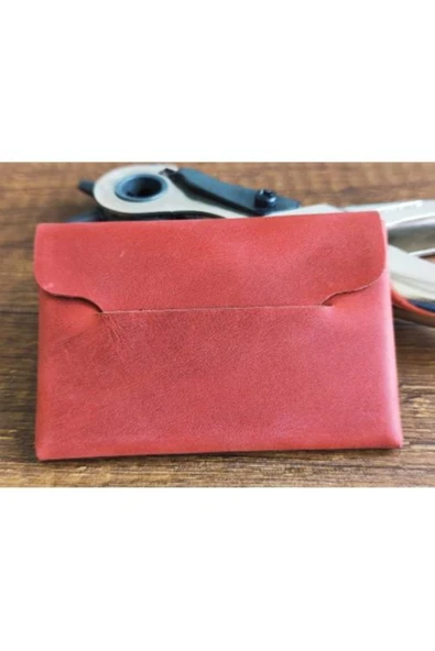 sumerianwallet Minimalist Crazy Deri Kırmızı Kartlık Anahtarlık Hediye ürün görseli 1