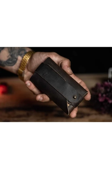 sumerianwallet Minimalist Crazy Deri Yatay Cüzdan Kahverengi (ANAHTARLIK HEDİYE) ürün görseli 1