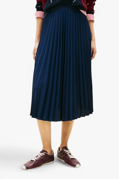 Tommy Hilfiger   FLUID PLEATED PULL ON MIDI SKIRT Kadın Mavi Etek - WW0WW48538 ürün görseli 1