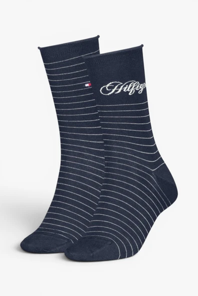 Tommy Hilfiger   TH WOMEN SOCK 2P HILFIGER STRIPE Kadın Beyaz Çorap - S701236455 ürün görseli 1