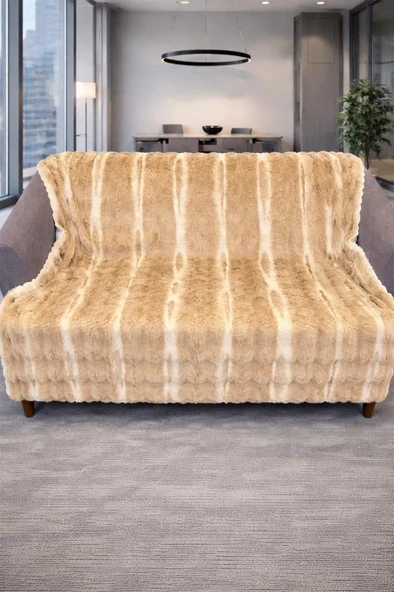 Su Yolu Tavşan Tüyü Kaymaz Tabanlı Koltuk Örtüsü 170x215 Cm Kahve ürün görseli 1