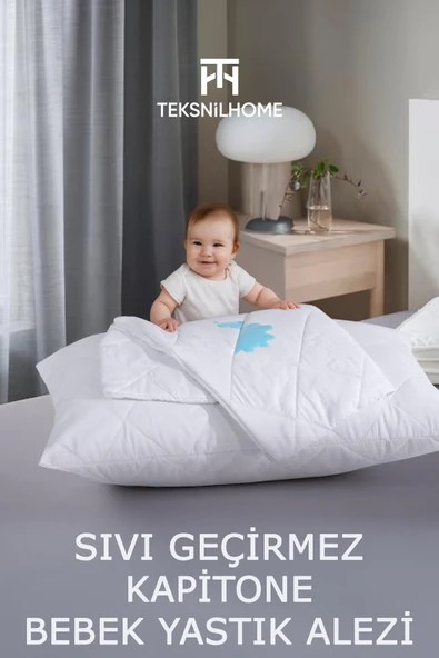 TeksNil Home %100 Doğal Pamuk Kapitone Bebek Sıvı Geçirmez Yastık Alezi Koruyucu 35x45 Cm 120grm2 ürün görseli 1