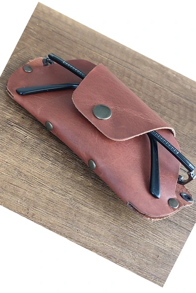sumerianwallet Deri Gözlük Kılıfı Tarçın ( Anahtarlık Hediye ) ürün görseli 1