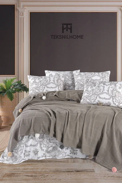 TeksNil Home %100 Pamuklu Oslo Çift Kişilik Vizyon Pike Takımı (ÇARŞAF,PİKE,YASTIK KILIFI) ürün görseli 1