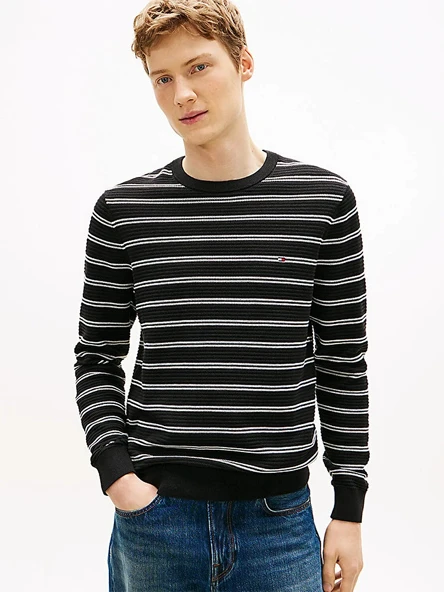 Tommy Hilfiger   SEASONAL STRUCTURE CNECK Erkek Siyah Kazak - MW0MW41643 ürün görseli 1