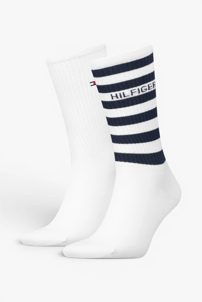 Tommy Hilfiger   TH MEN SPORT SOCK 2P BRETON STRI Erkek Beyaz Çorap - S701236735 ürün görseli 1