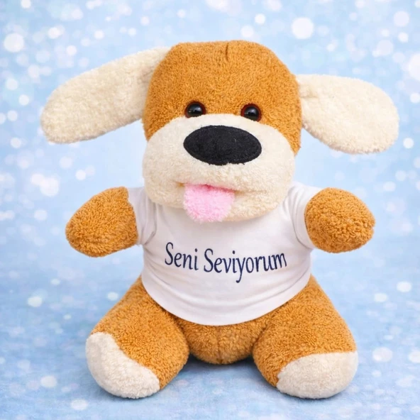 Seni Seviyorum Tişörtlü Sevimli Peluş Oyuncak Köpek ürün görseli 1