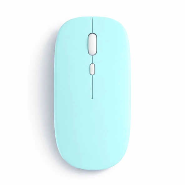 Dual Mode Kablosuz Mouse Bluetooth USB Dongle Çoklu Cihaz Destekli Şarjlı ve Sessiz Kullanım  Turkuaz ürün görseli 1