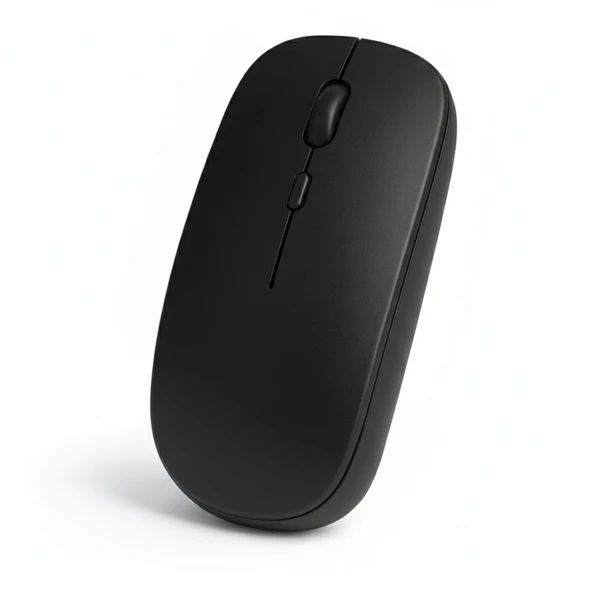 Minimal Tasarımlı Kablosuz Mouse Bluetooth Bağlantı Şarjlı USB Dongle Destekli Hafif ve Şık  Siyah ürün görseli 1
