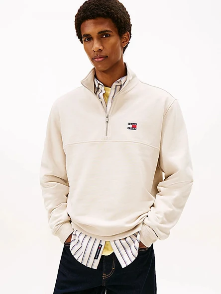 Tommy Hilfiger   TJM REG BADGE QZ EXT Erkek Beyaz Sweatshirt - DM0DM22344 ürün görseli 1
