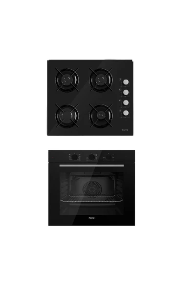 Ferre Flowart Serisi 2'Li Siyah Ankastre Set (QBL62CS 2140 ) Ankastre Set ürün görseli 1