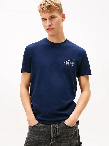 Tommy Hilfiger   TJM REG SIGN BACKPRINT SS T EXT Erkek Mavi T-Shirt - DM0DM22320 ürün görseli 1