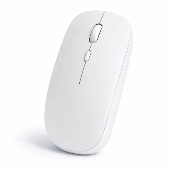 Minimal Tasarımlı Kablosuz Mouse Bluetooth Bağlantı Şarjlı USB Dongle Destekli Hafif ve Şık  Beyaz ürün görseli 1