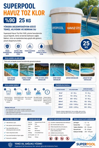 Superpool Havuz Toz Klor %90 25 Kg ürün görseli 1