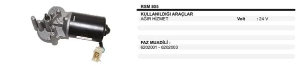 DODO SİLECEK MOTORU 24V AĞIR HİZMET FAZ:6202001/6202003 ürün görseli 1