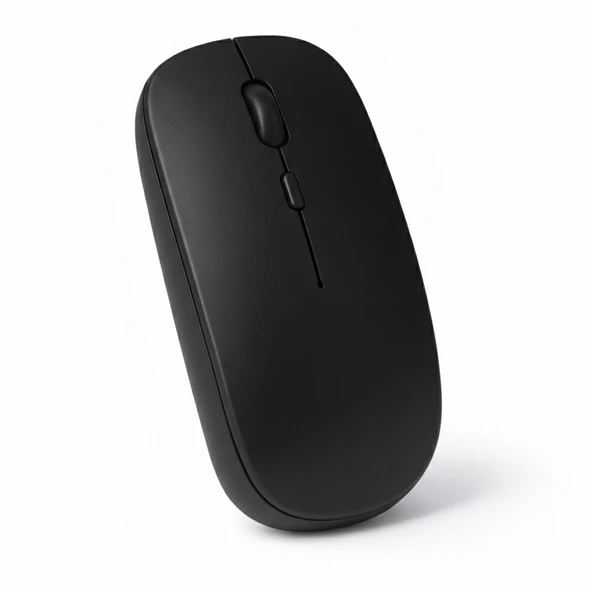 Tüm Cihazlara Uyumlu Bluetooth Mouse Şarjlı Batarya USB Dongle ve Şarj Kablosu Dahil  Siyah ürün görseli 1