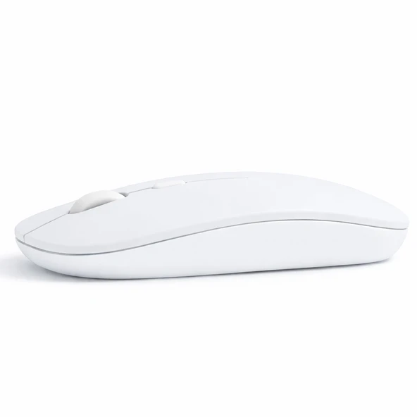 Profesyonel Kablosuz Mouse Bluetooth Dongle Destekli Şarjlı Batarya Sessiz ve Ergonomik Tasarım  Beyaz ürün görseli 1