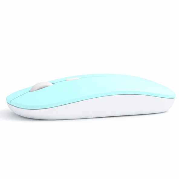 Profesyonel Kablosuz Mouse Bluetooth Dongle Destekli Şarjlı Batarya Sessiz ve Ergonomik Tasarım  Turkuaz ürün görseli 1