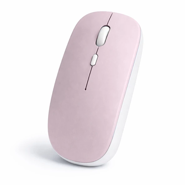 Minimal Tasarımlı Kablosuz Mouse Bluetooth Bağlantı Şarjlı USB Dongle Destekli Hafif ve Şık  Pembe ürün görseli 1