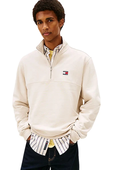 Tommy Hilfiger   TJM REG BADGE QZ EXT Erkek Beyaz Sweatshirt - DM0DM22344 ürün görseli 1