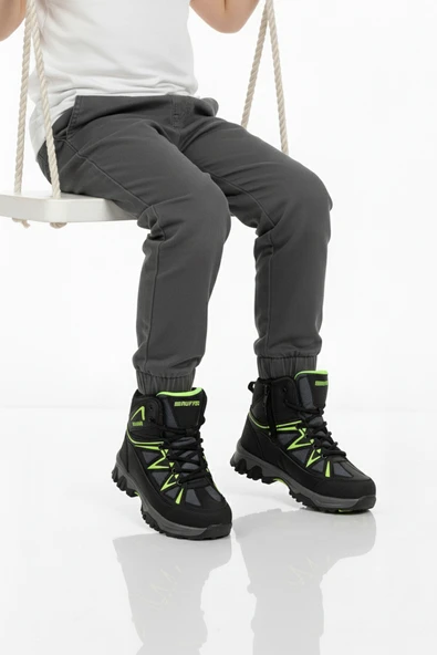 Ayakmod Siyah Gri Polarlı Kaymaz Unisex Çocuk Outdoor Bot 2301 F ürün görseli 1