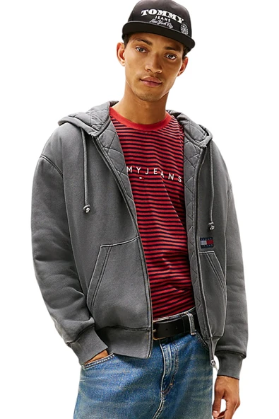 Tommy Hilfiger   TJM 90S QUILT NEW CLASSICS FZ Erkek Siyah Sweatshirt - DM0DM22364 ürün görseli 1