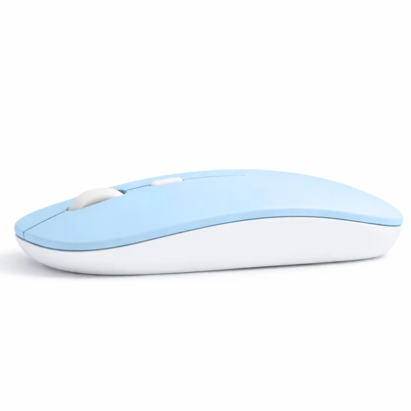 Profesyonel Kablosuz Mouse Bluetooth Dongle Destekli Şarjlı Batarya Sessiz ve Ergonomik Tasarım  Mavi ürün görseli 1