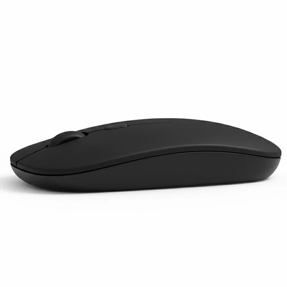 Profesyonel Kablosuz Mouse Bluetooth Dongle Destekli Şarjlı Batarya Sessiz ve Ergonomik Tasarım  Siyah ürün görseli 1